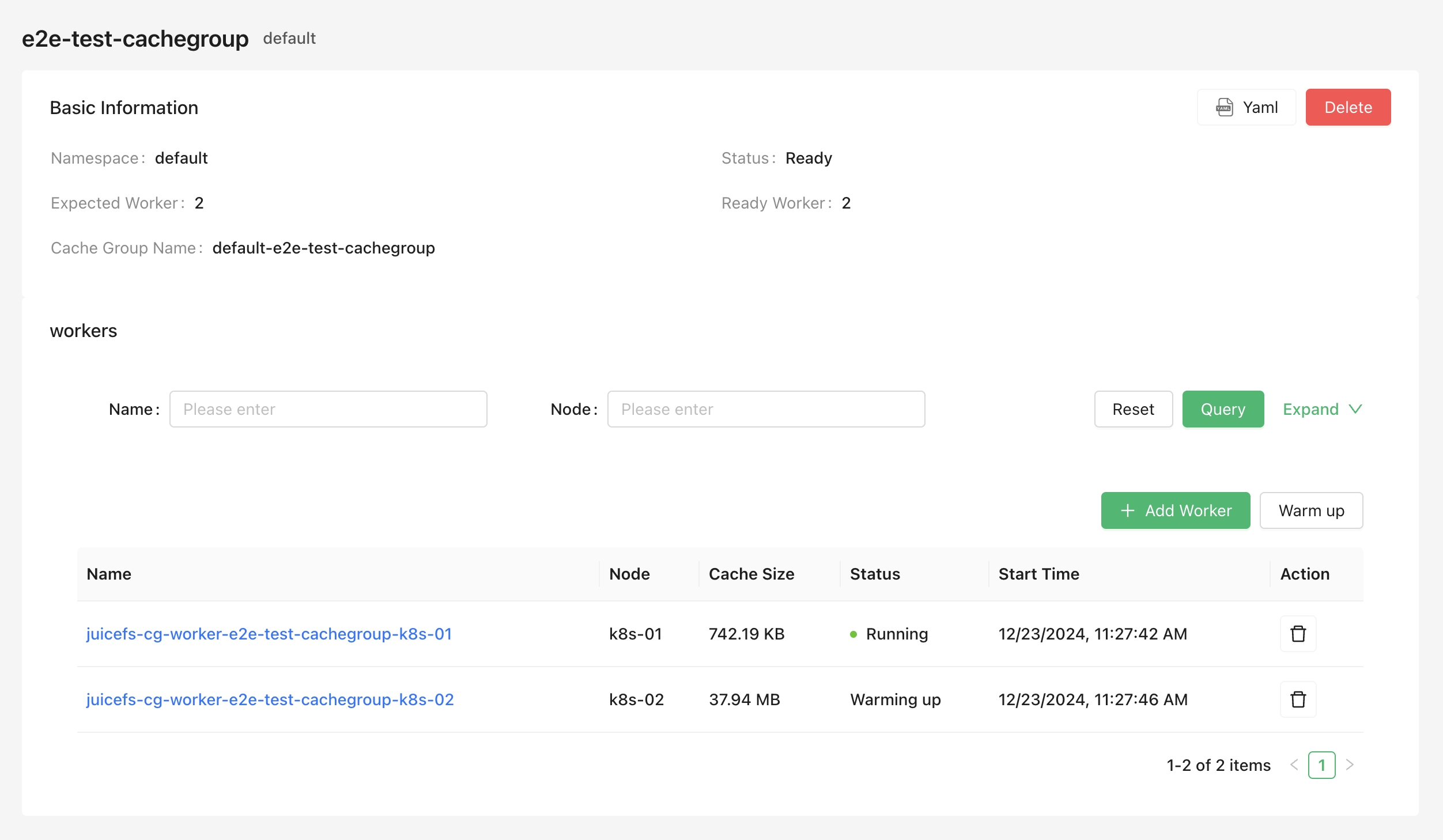 Cache Group Dashboard